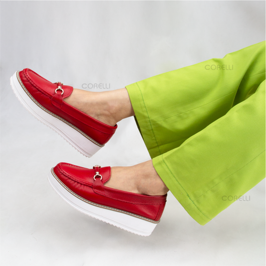 MOCASIN PLATAFORMA DANIELA ROJO VIVO