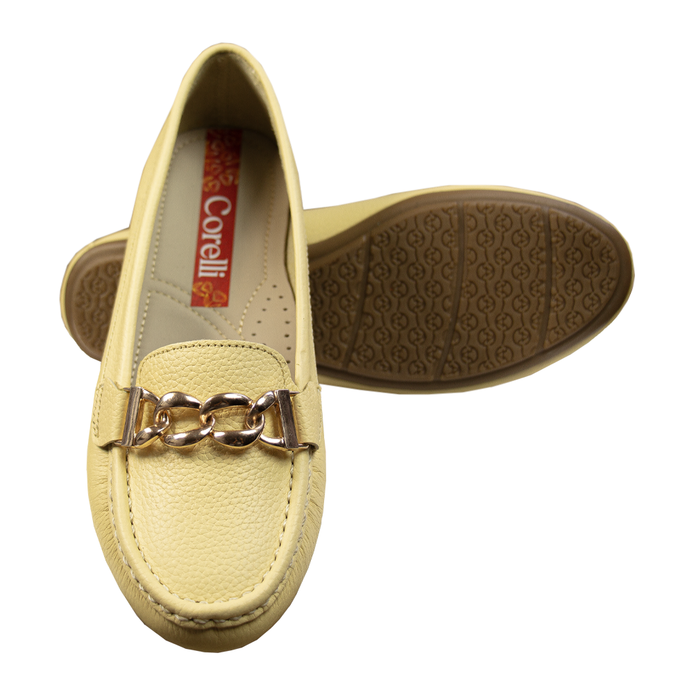 MOCASIN CHATO CADENA MANTEQUILLA