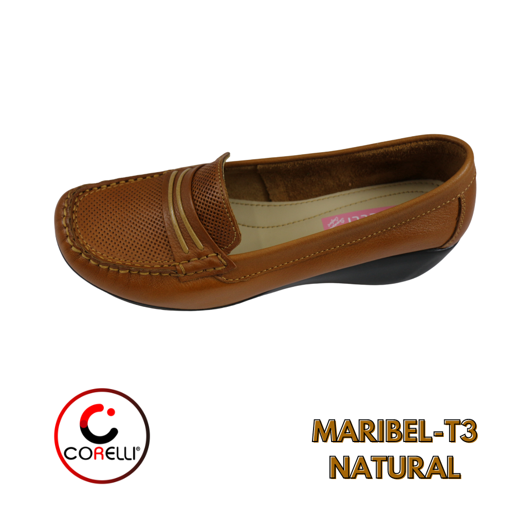 MOCASIN TACO CUÑA MARIBEL-T3 NATURAL