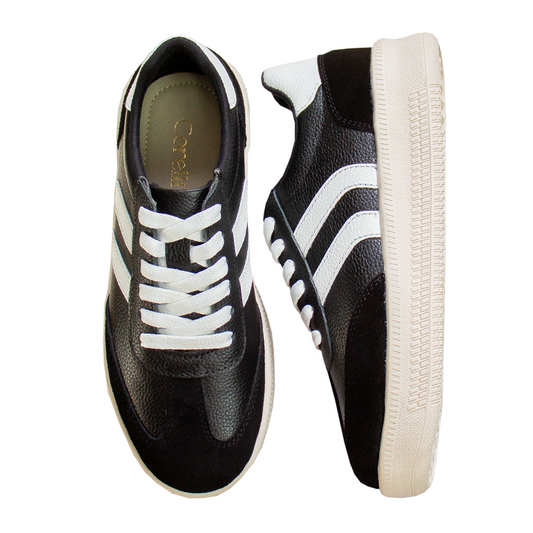 ZAPATILLA SIENA CUERO / GAMUZON NEGRO