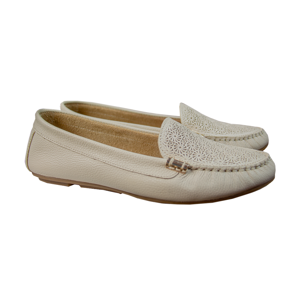 MOCASIN CHATO PAULA II VAINILLA - CAUCHO GRIS