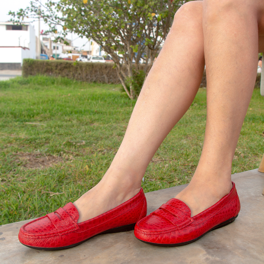 MOCASIN CHATO PRINTS TORTUGA ROJO