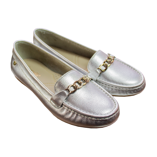 MOCASIN CHATO CADENA PLATA