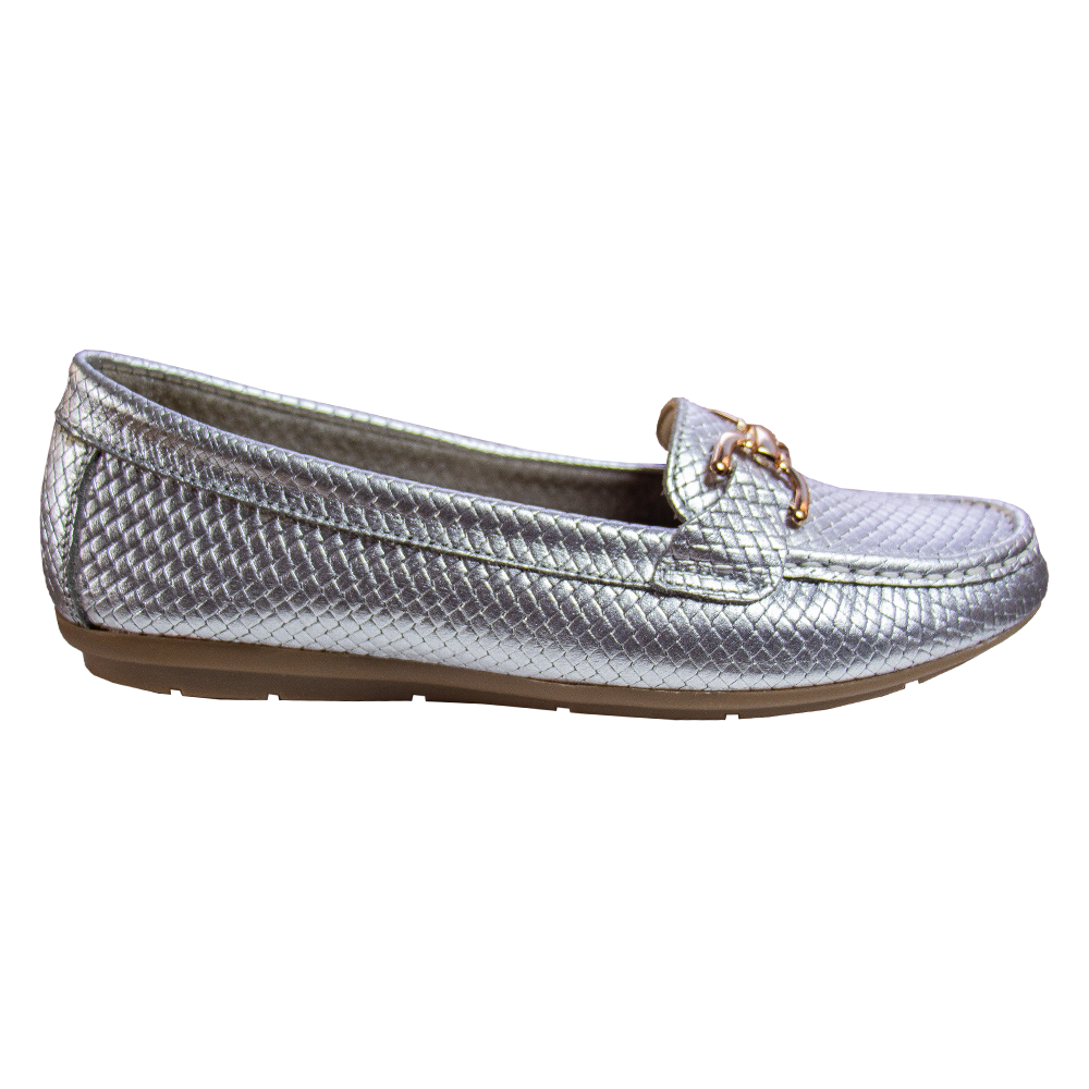 MOCASIN CHATO DOLCE PITÓN PLATA
