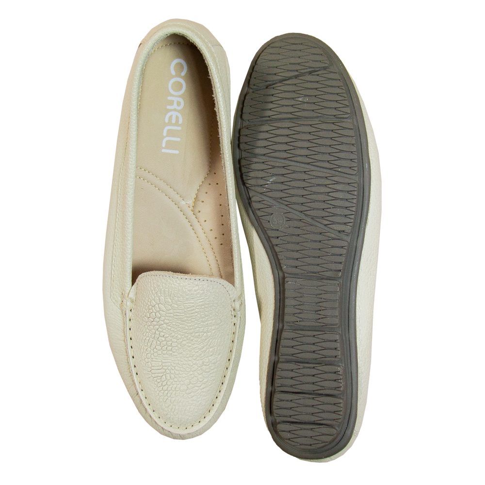 MOCASIN CHATO GINNA VAINILLA - CAUCHO GRIS