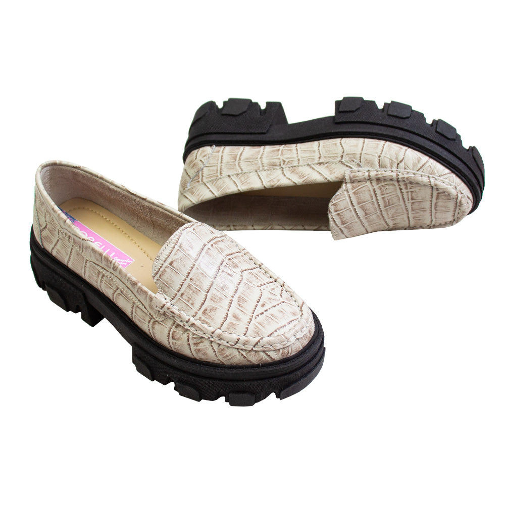 MOCASIN CHUNKY PLATAFORMA MADONNA CROCO VAINILLA