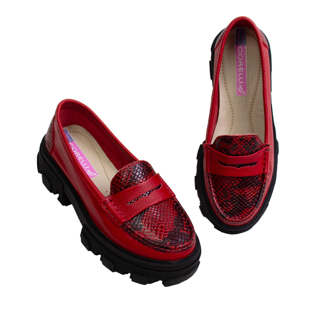 MOCASIN CHUNKY PLATAFORMA ITALIA ROJO VIVO