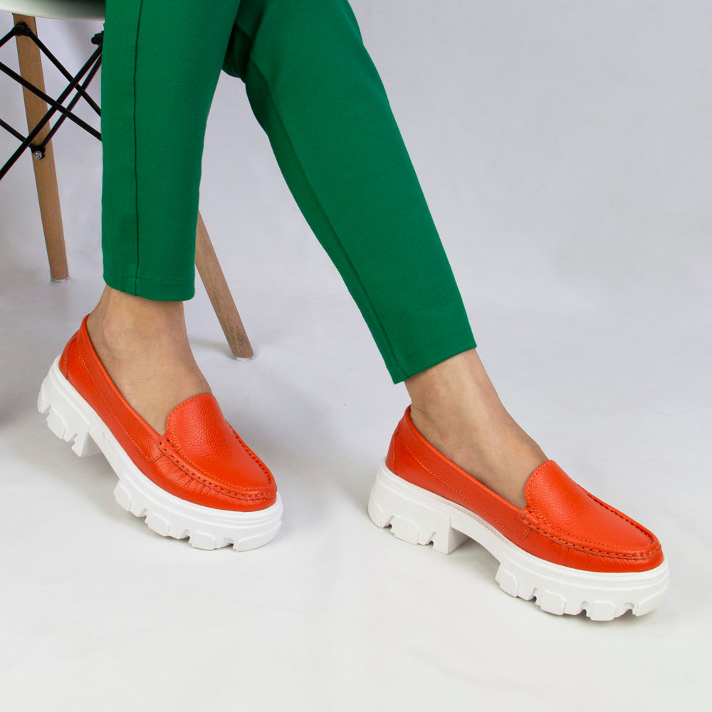 MOCASIN CHUNKY PLATAFORMA MADONNA NARANJA