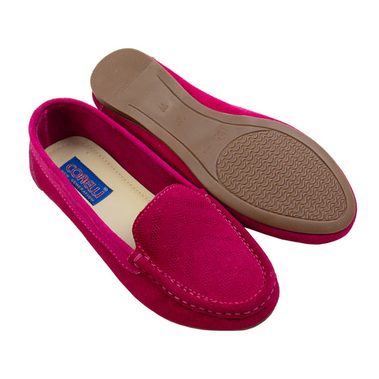 MOCASIN CHATO  KATE II GAMUZA  FUCSIA - TOFE
