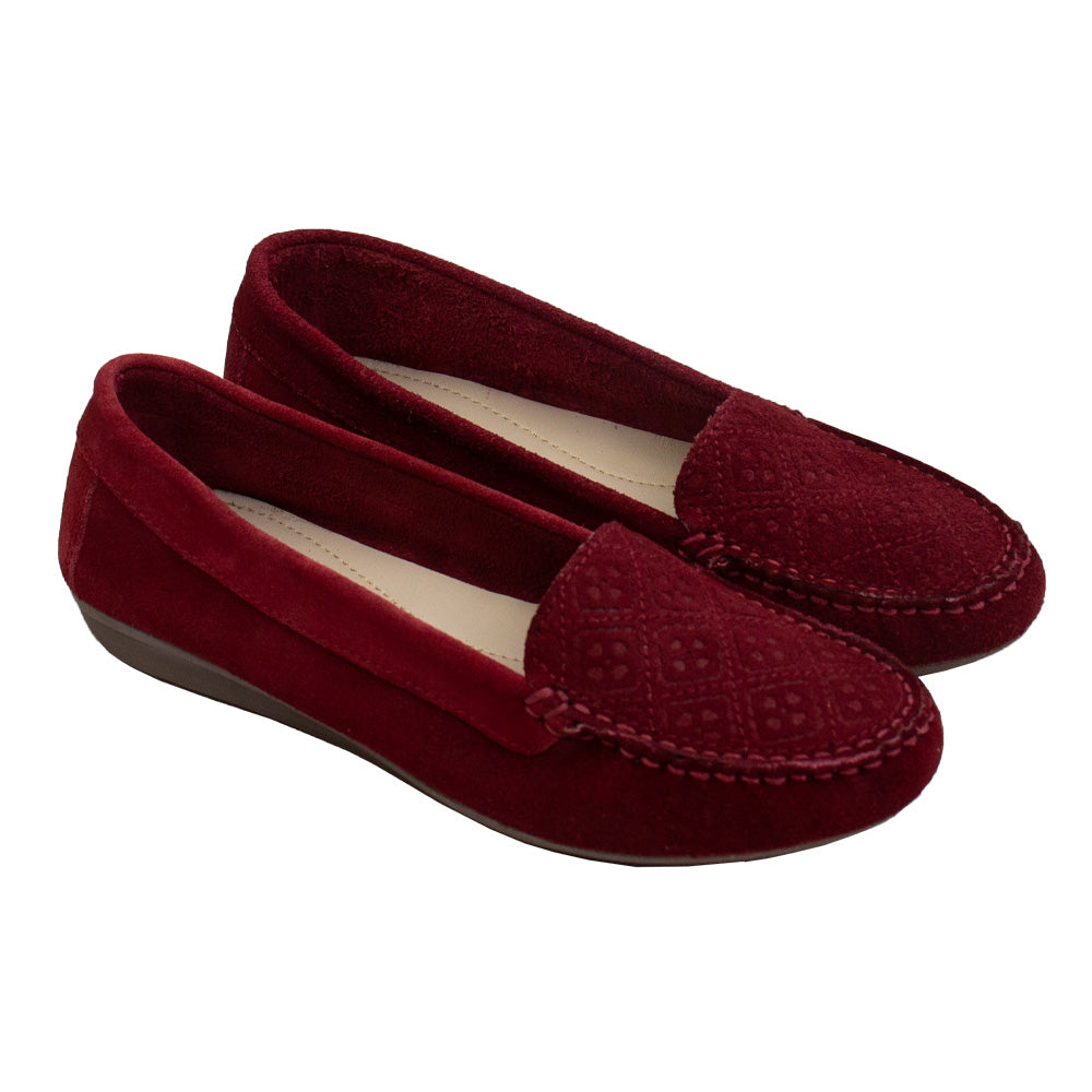 MOCASIN CHATO CLEO GAMUZA VINO-VALE ARCO TOFE