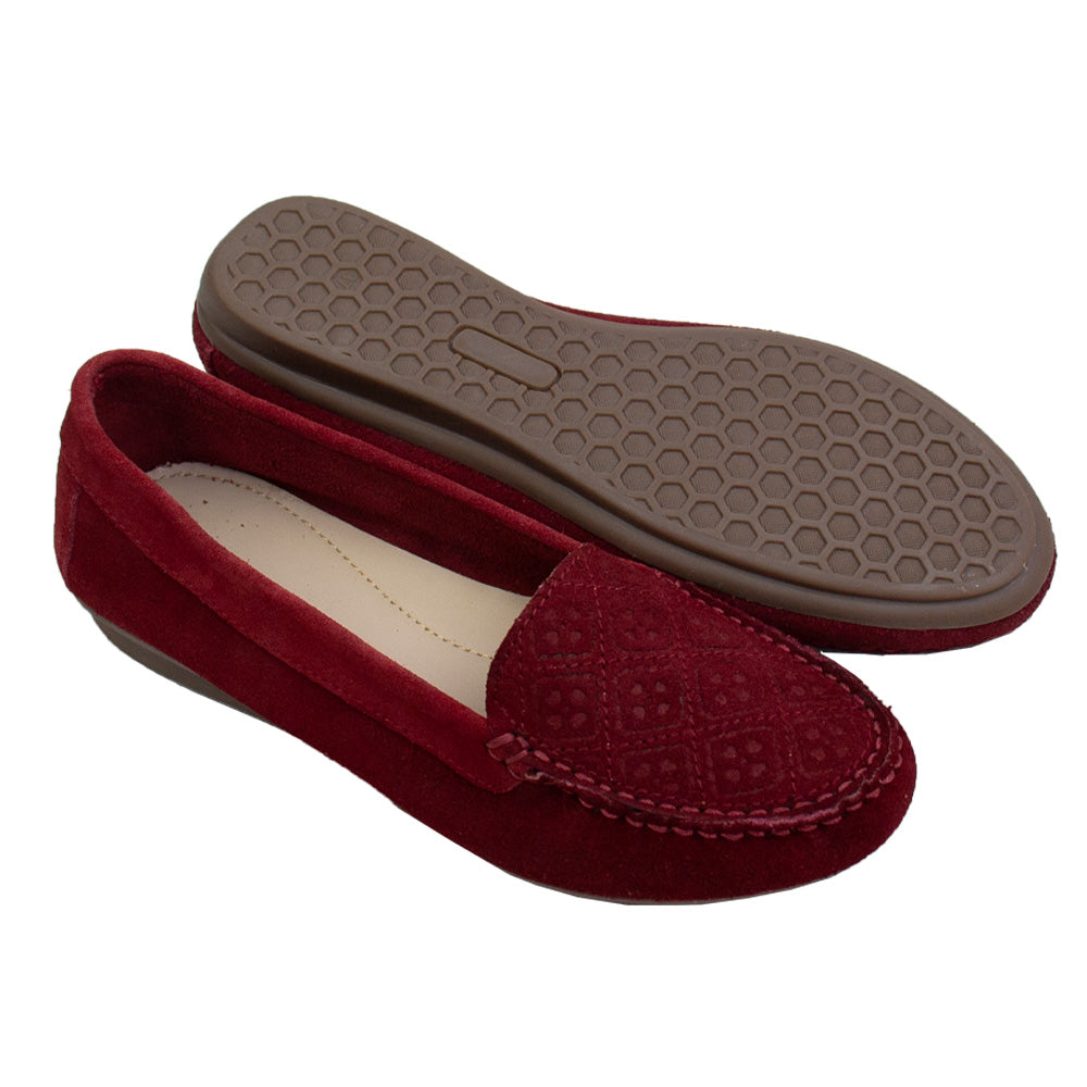 MOCASIN CHATO CLEO GAMUZA VINO-VALE ARCO TOFE