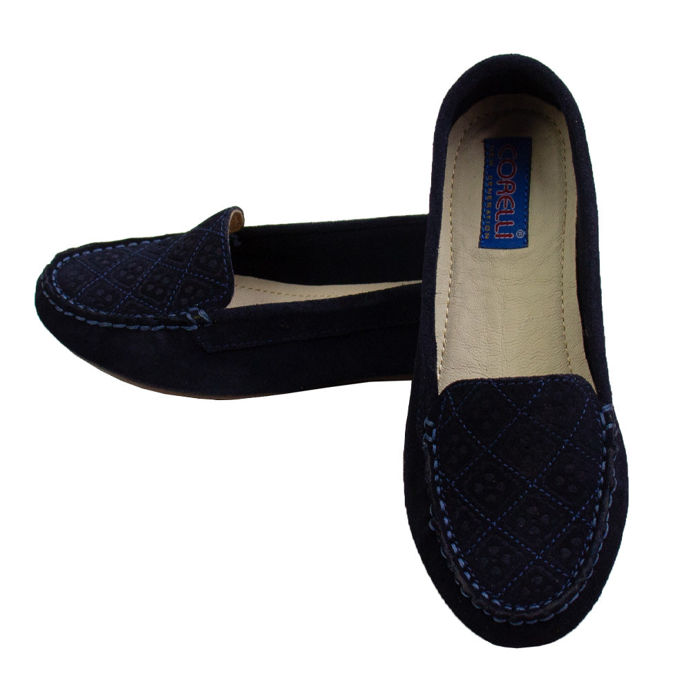 MOCASIN CHATO CLEO GAMUZA AZUL-PIONISAN TOFE