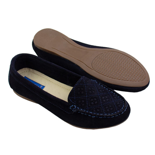MOCASIN CHATO  CLEO  GAMUZA  AZUL-