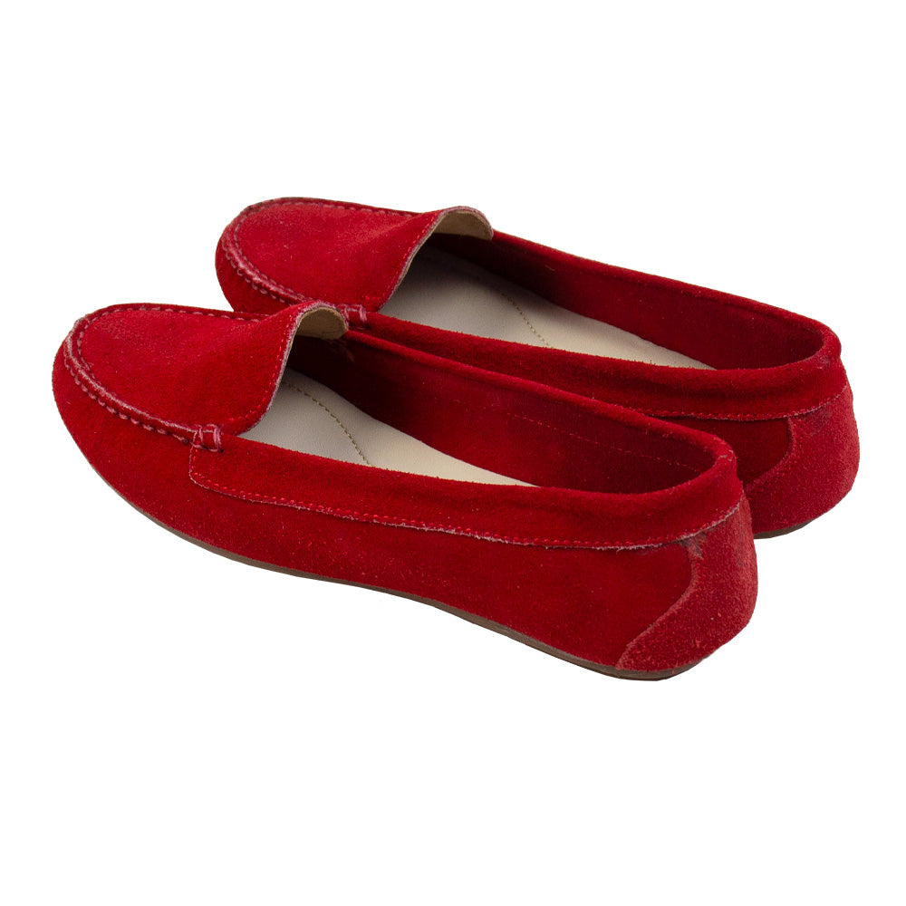 MOCASIN CHATO SARA GAMUZA ROJO-VALE ARCO TOFE