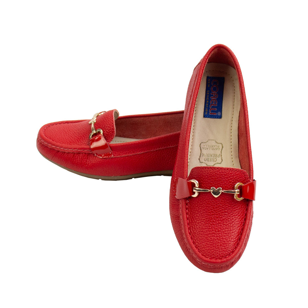 MOCASIN CHATO LOVE ROJO /CHAROL ROJO