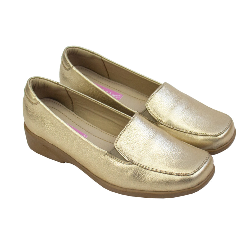 MOCASIN PLATAFORMA CUÑA ANDREA PLATINO