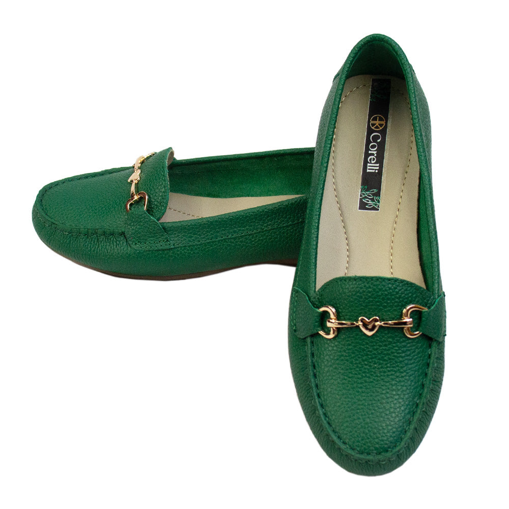 MOCASIN CHATO LOVE VERDE HOJA