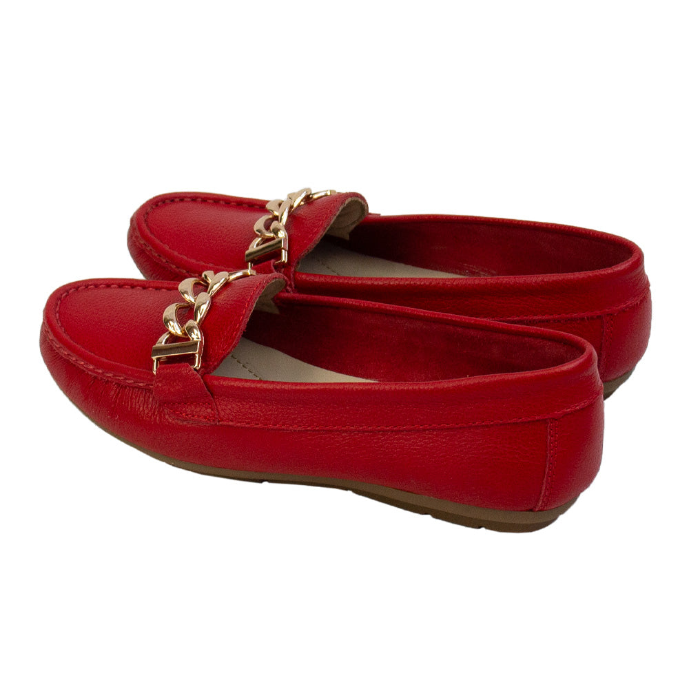 MOCASIN CHATO CADENA ROJO