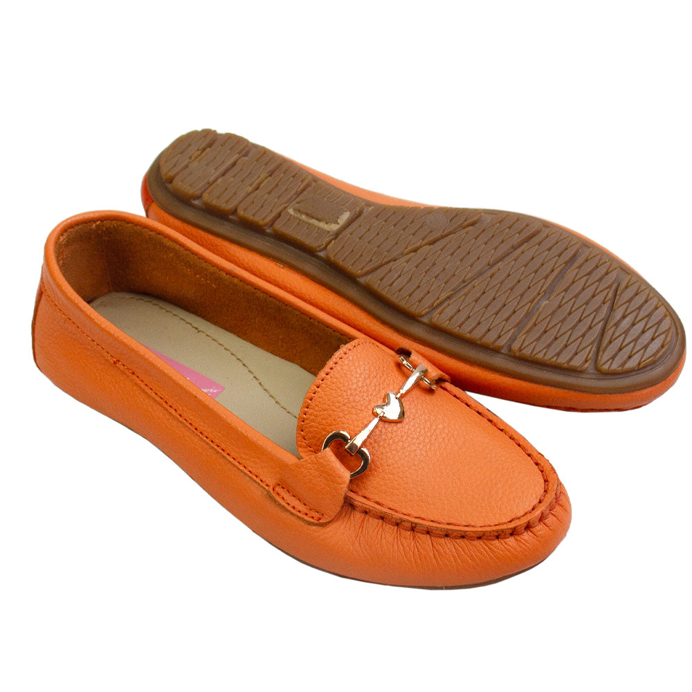 MOCASIN CHATO LOVE NARANJA-CAUCHO TOFE
