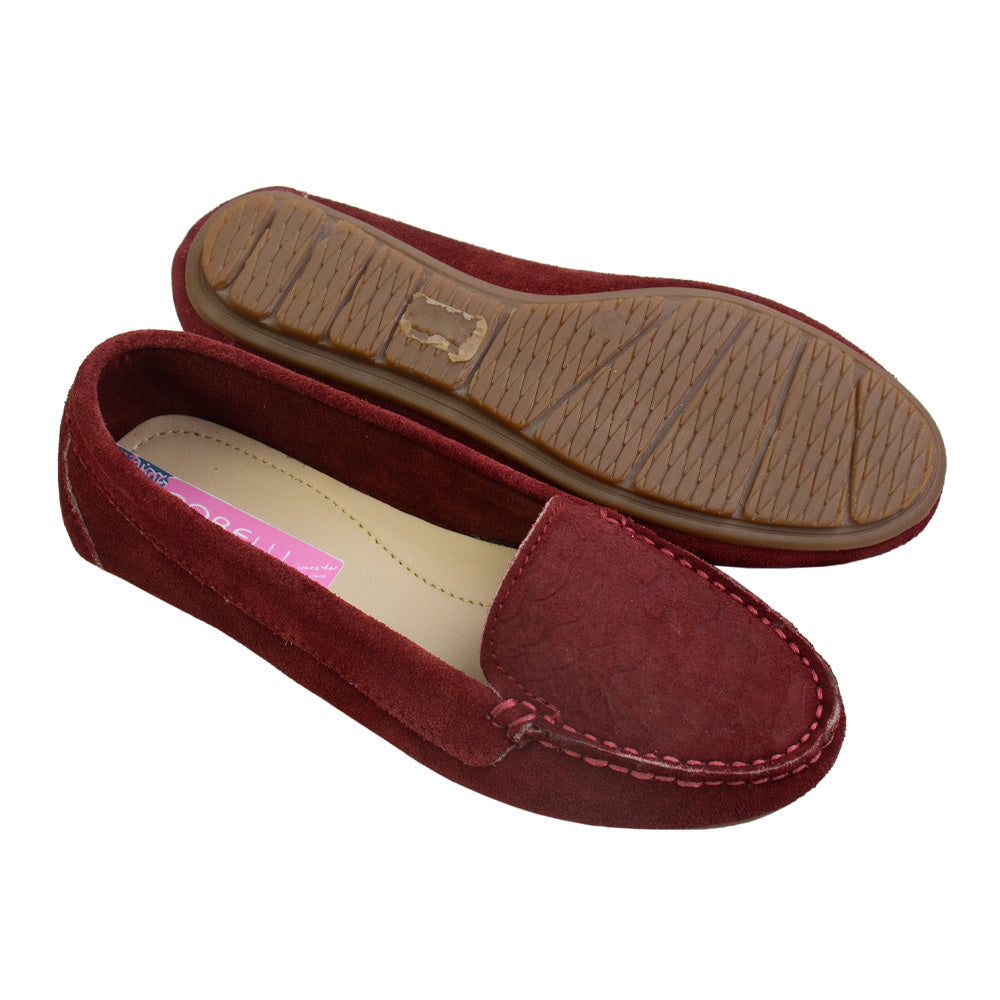 MOCASIN ESTER II GAMUZA VINO-CAUCHO TOFE