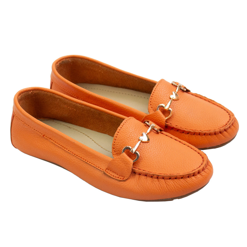MOCASIN CHATO LOVE NARANJA-CAUCHO TOFE