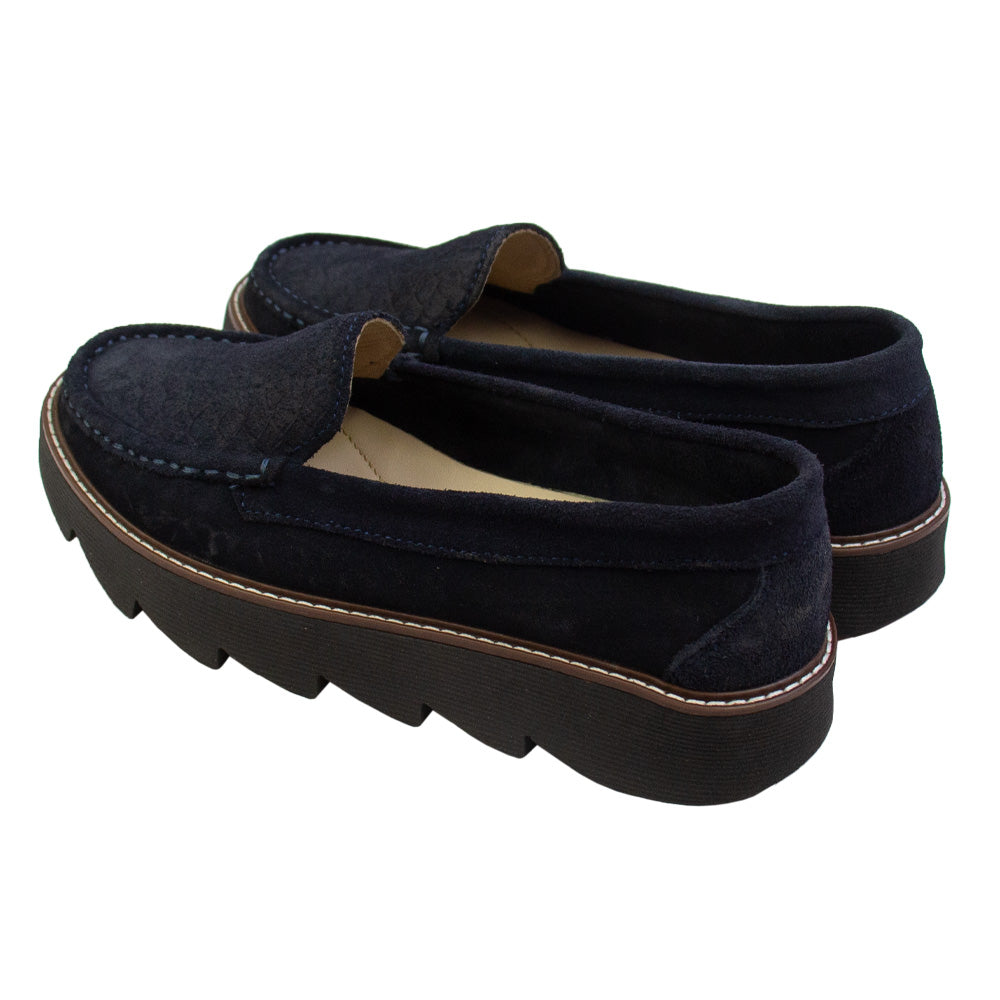 MOCASIN ESTER II GAMUZA AZUL-CERCO NEGRO