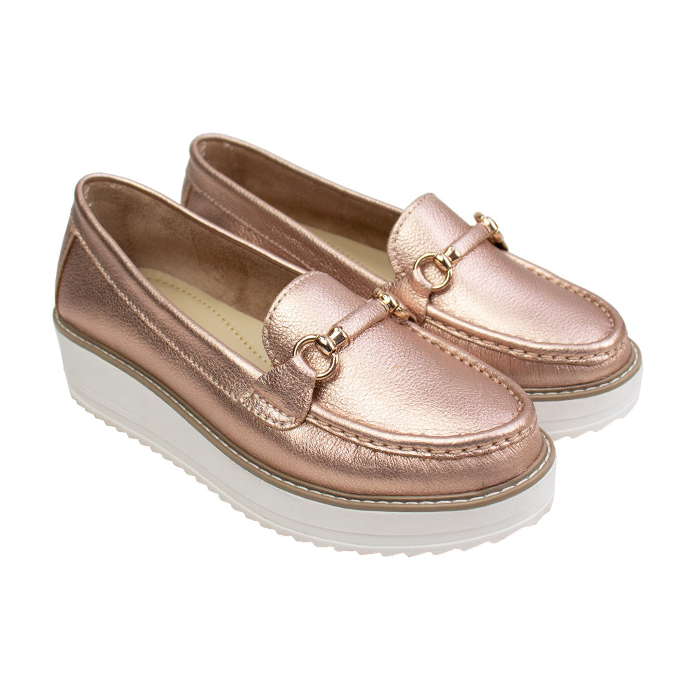MOCASIN PLATAFORMA DANIELA ORO ROSA