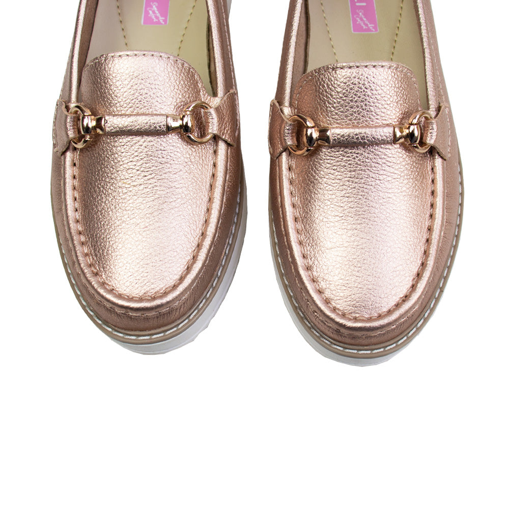 MOCASIN PLATAFORMA DANIELA ORO ROSA