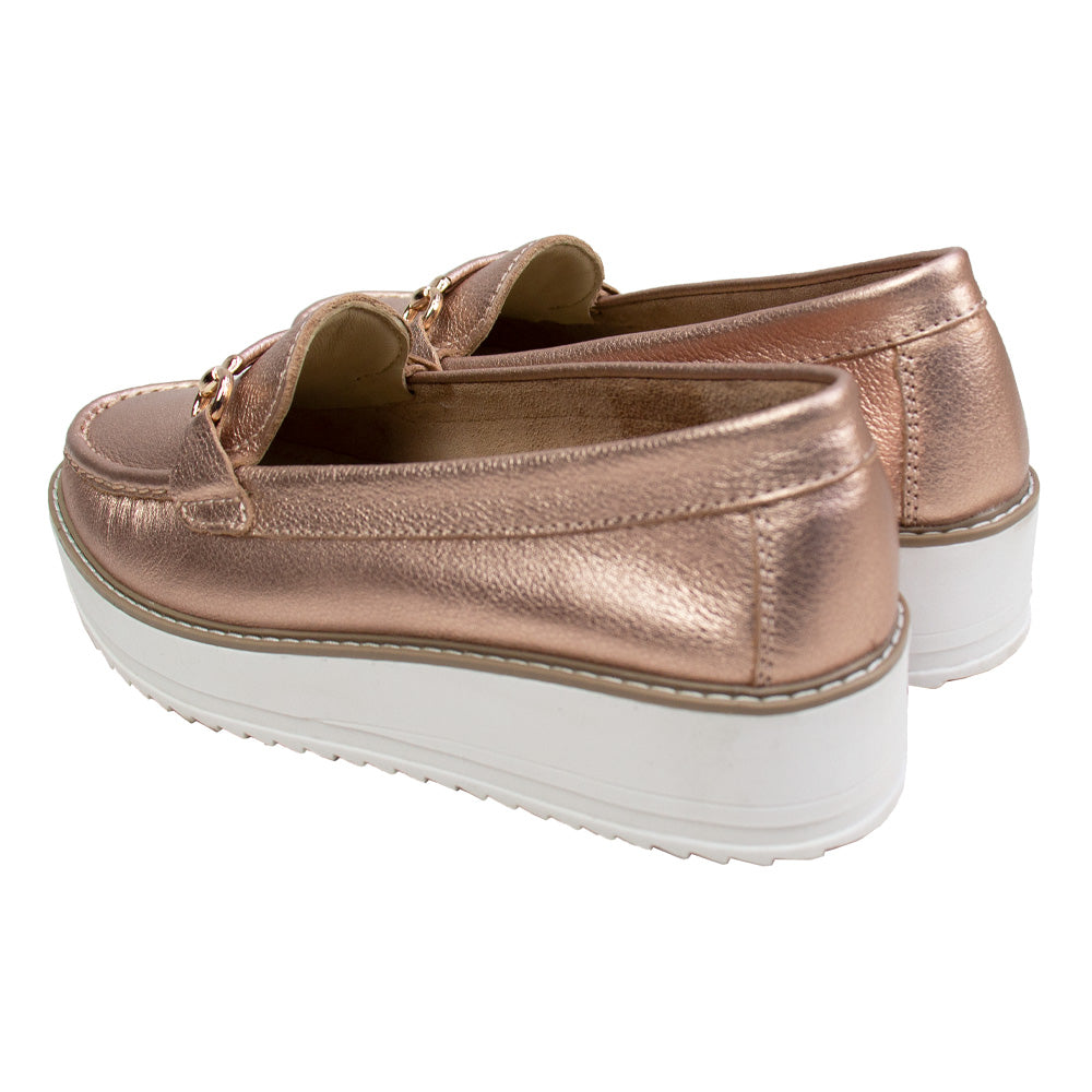 MOCASIN PLATAFORMA DANIELA ORO ROSA