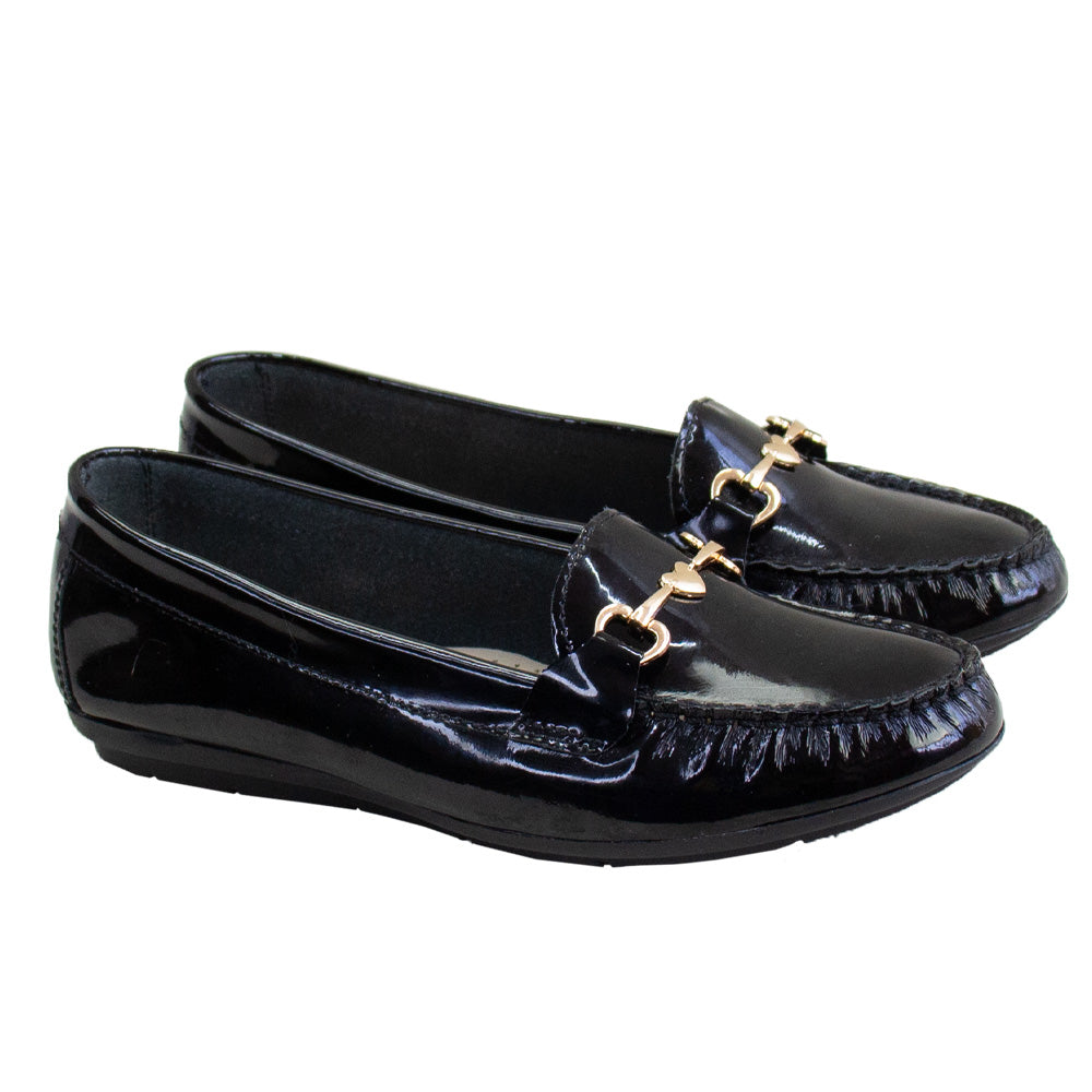MOCASIN CHATO LOVE CHAROL NEGRO
