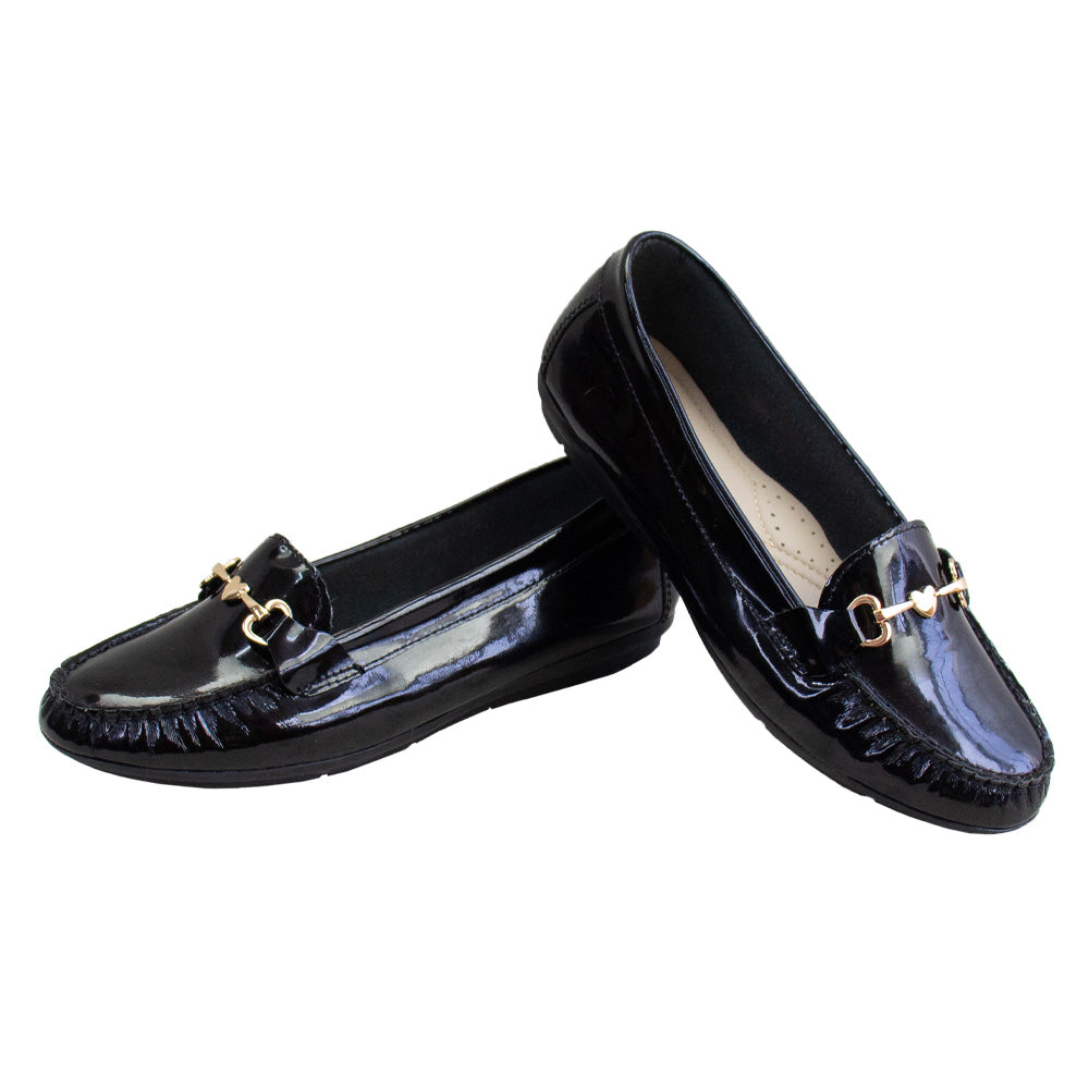 MOCASIN CHATO LOVE CHAROL NEGRO