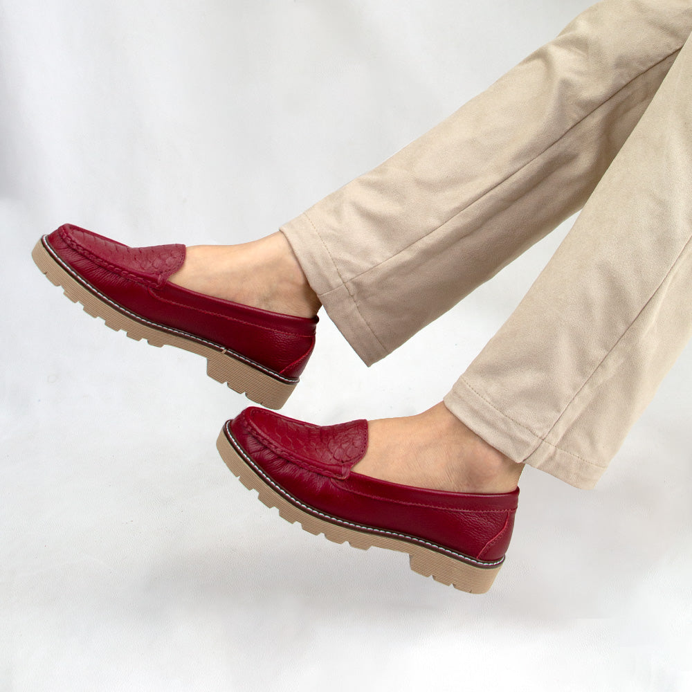 MOCASIN PLATAFORMA ESTER ROJO