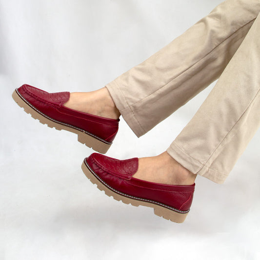 MOCASIN PLATAFORMA ESTER  ROJO