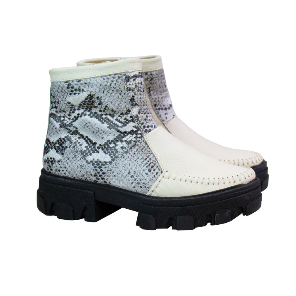 BOTIN HELENA VAINILLA-PITON PLATA