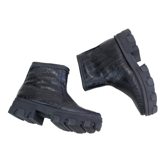 BOTIN HELENA ANIMAL PRINT NEGRO