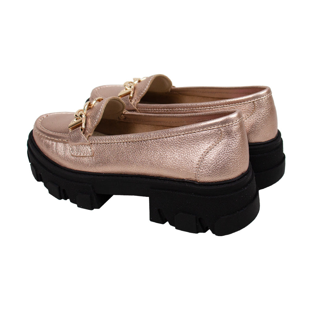 MOCASIN CHUNKY PLATAFORMA PARIS FOLIA ORO ROSA