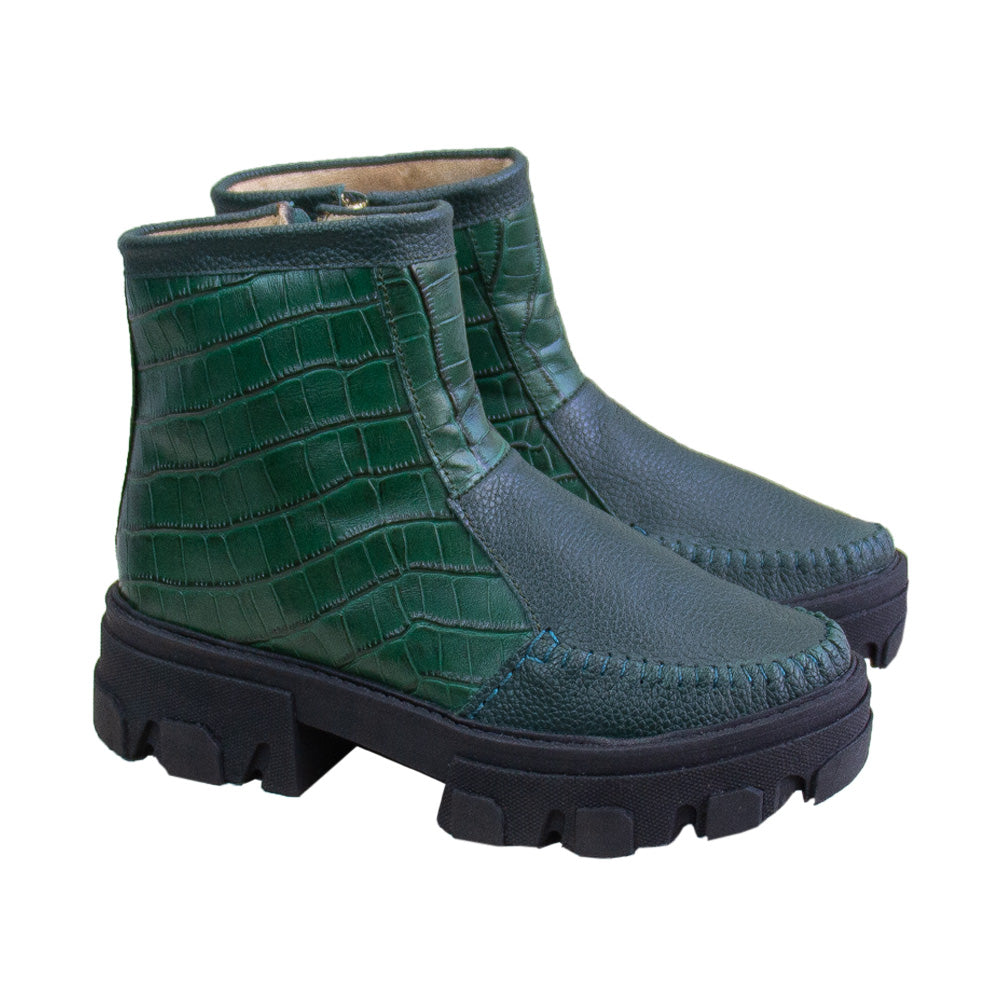 BOTIN HELENA VERDE -CROCO VERDE