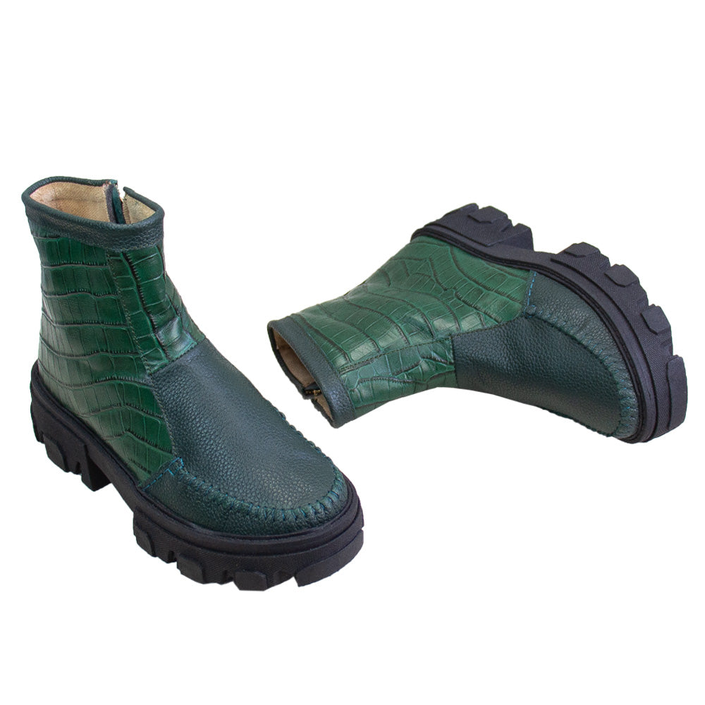 BOTIN HELENA VERDE -CROCO VERDE