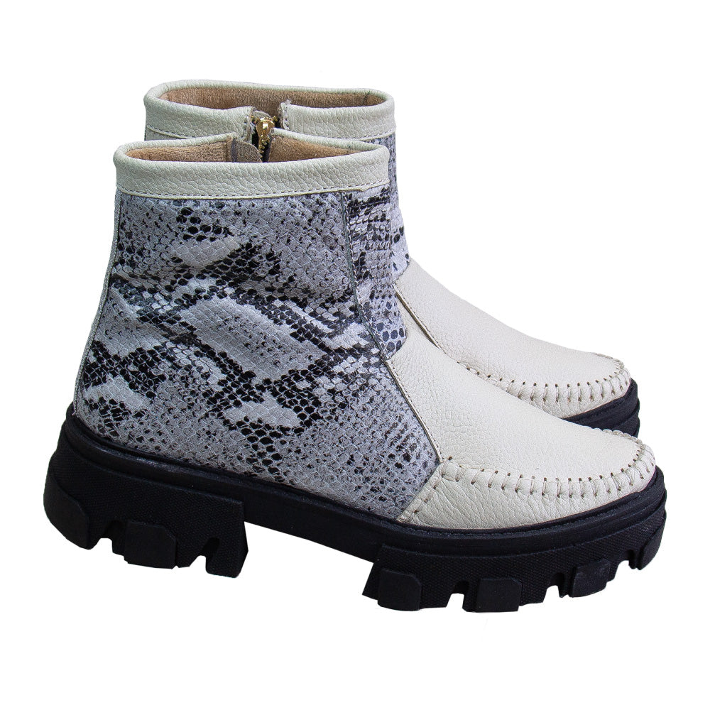 BOTIN HELENA VAINILLA-PITON PLATA