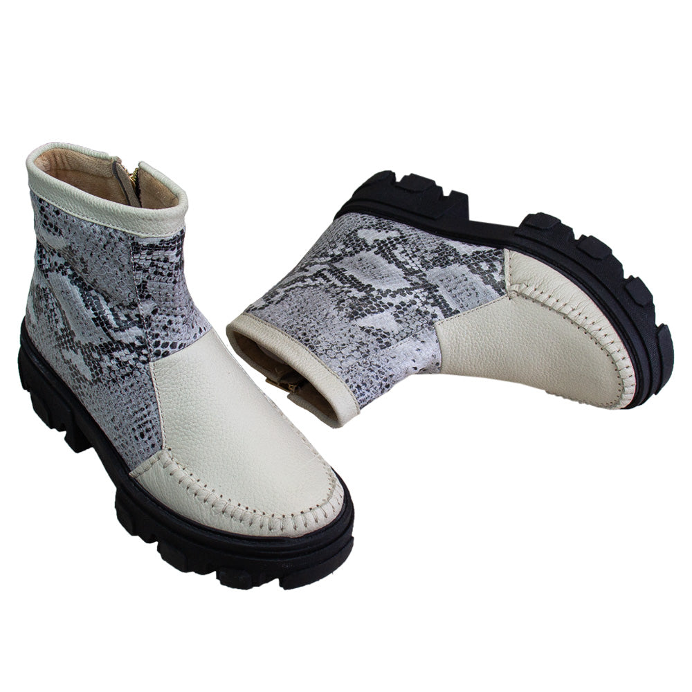 BOTIN HELENA VAINILLA-PITON PLATA