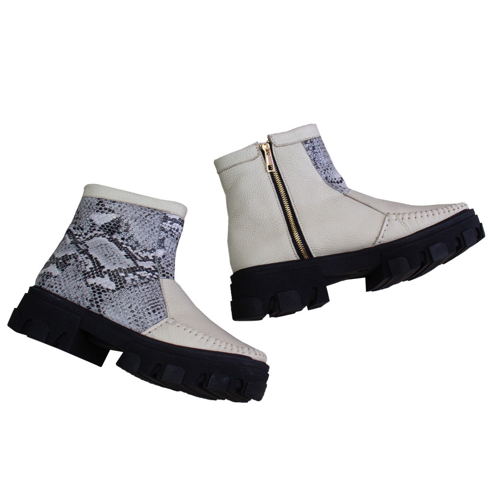 BOTIN HELENA VAINILLA-PITON PLATA