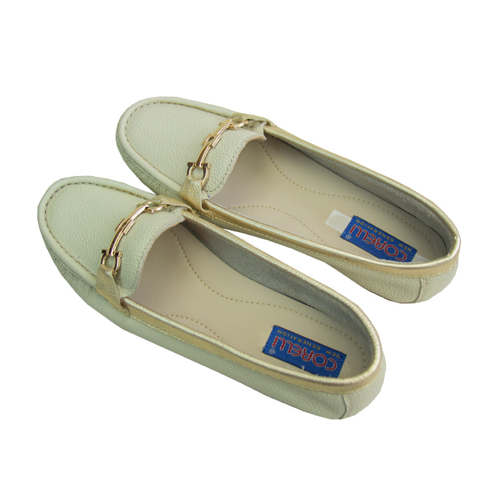 MOCASIN CHATO NINA VAINILLA /PLATINO