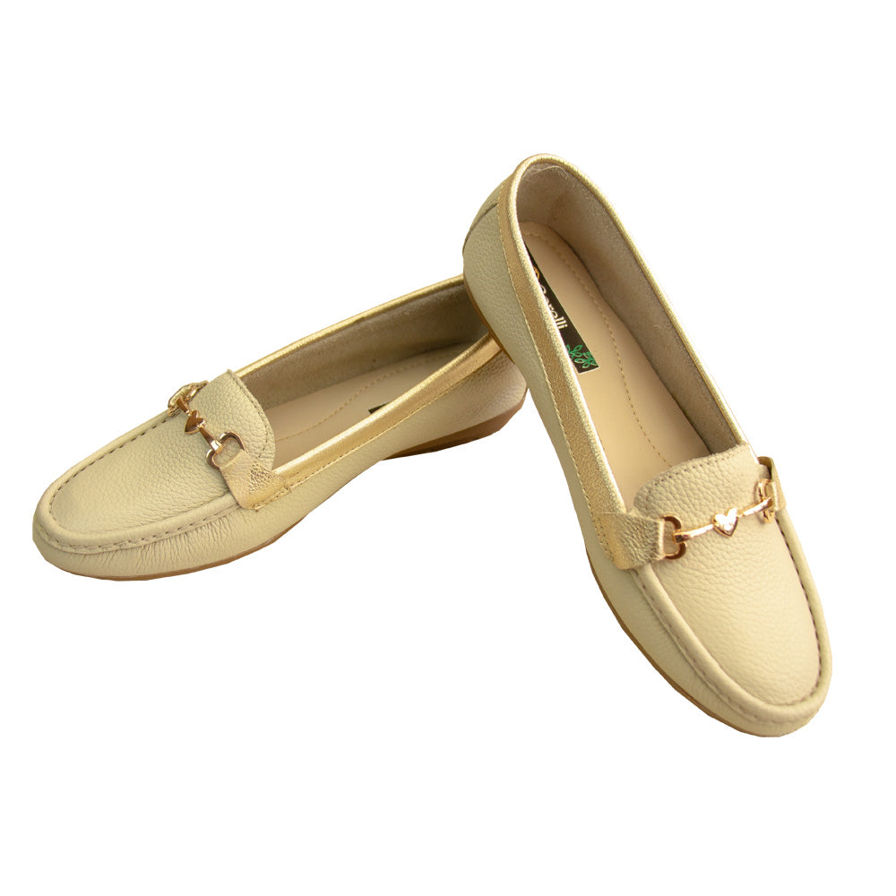 MOCASIN CHATO LOVE VAINILLA /PLATINO