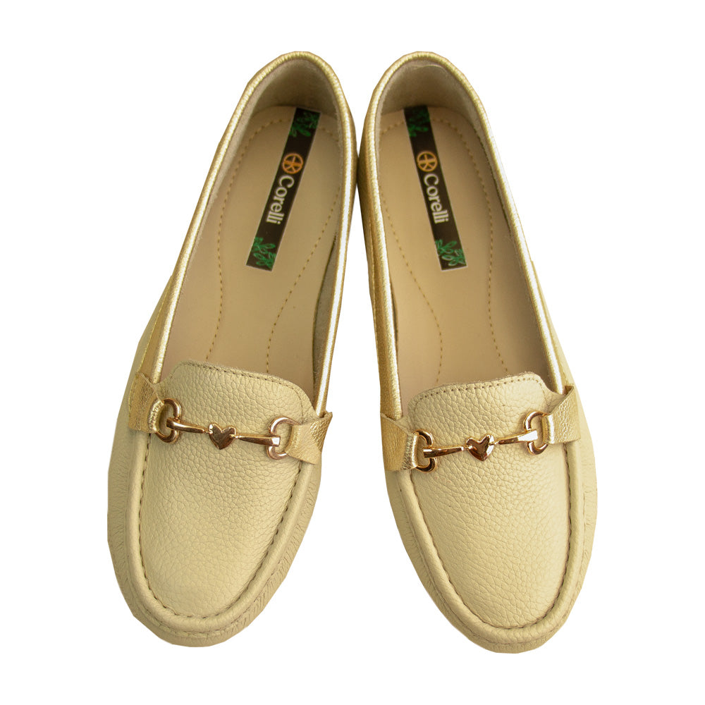 MOCASIN CHATO LOVE VAINILLA /PLATINO