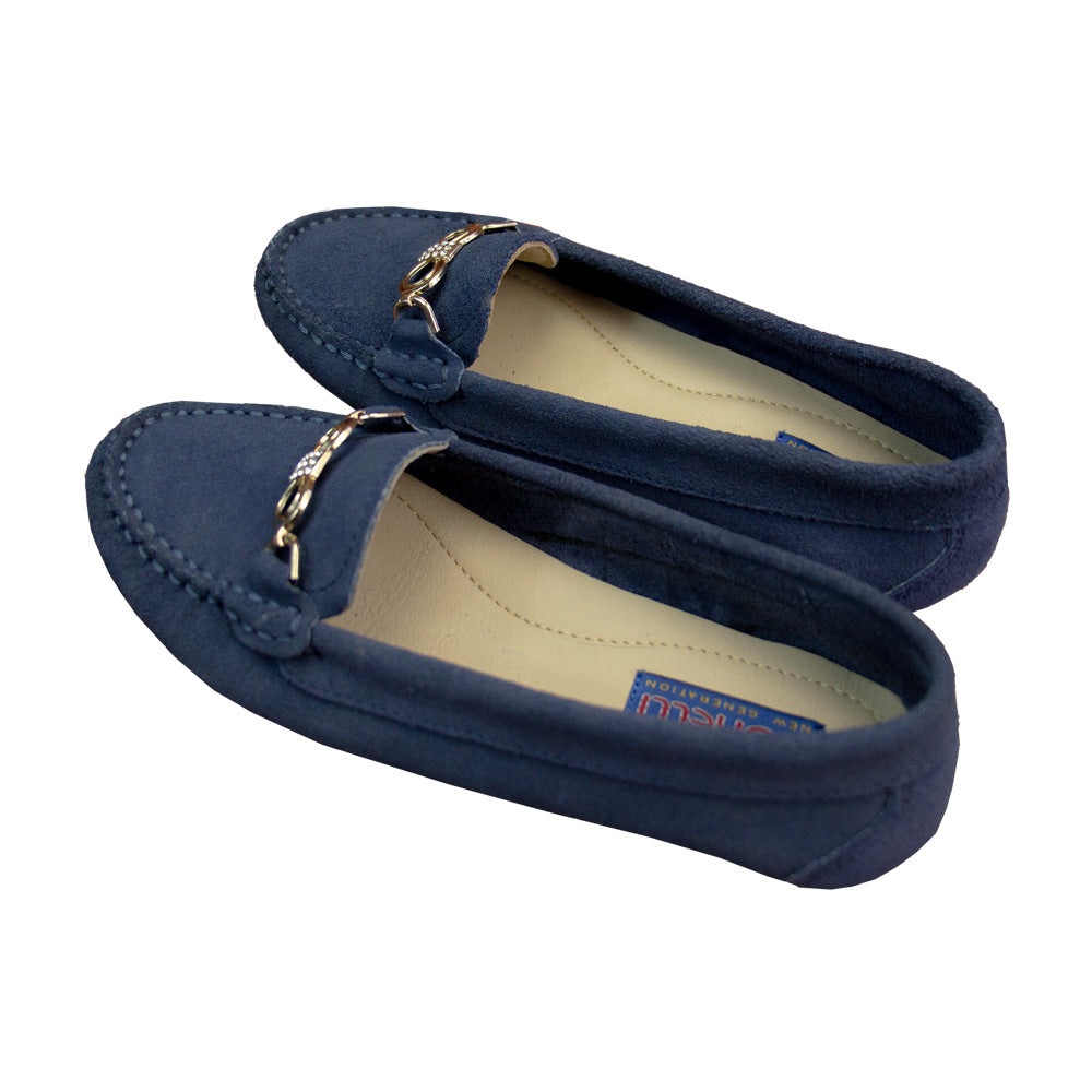 MOCASIN CHATO CORBATA GAMUZA ACERO