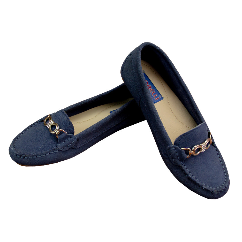 MOCASIN CHATO CORBATA GAMUZA ACERO