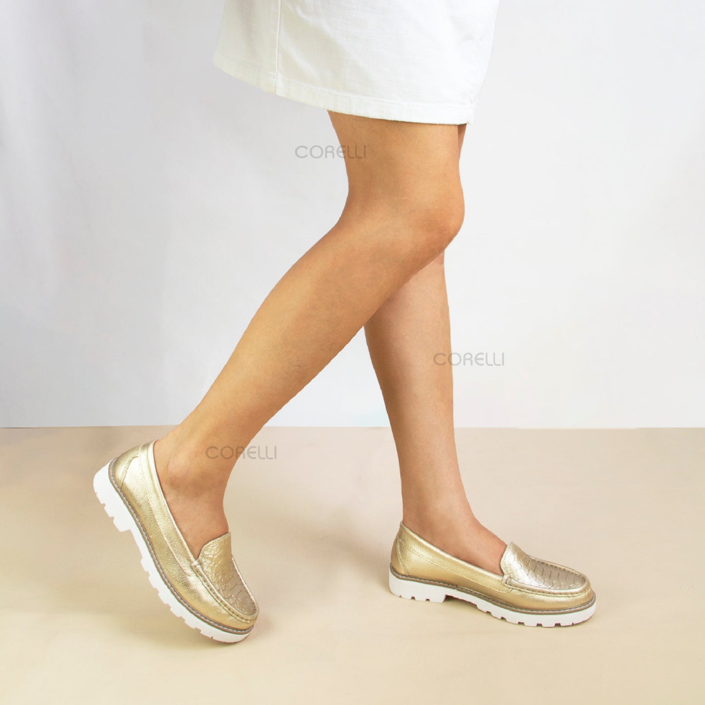 MOCASIN PLATAFORMA ESTER FOLIA PLATINO