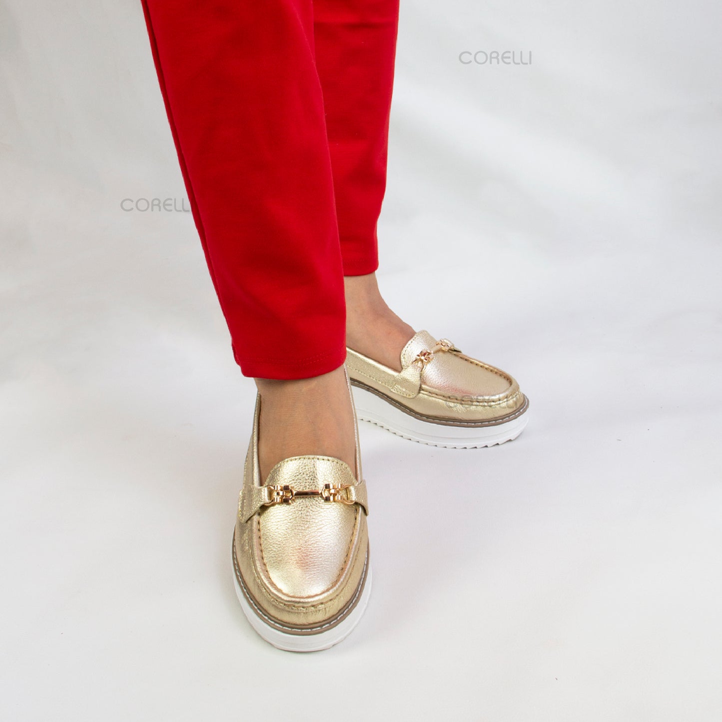 MOCASIN PLATAFORMA VICKY FOLIA PLATINO
