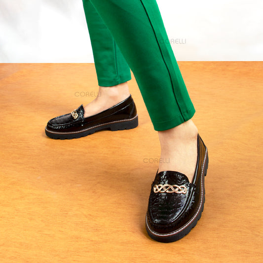 MOCASIN PLATAFORMA CHIARA CHAROL NEGRO