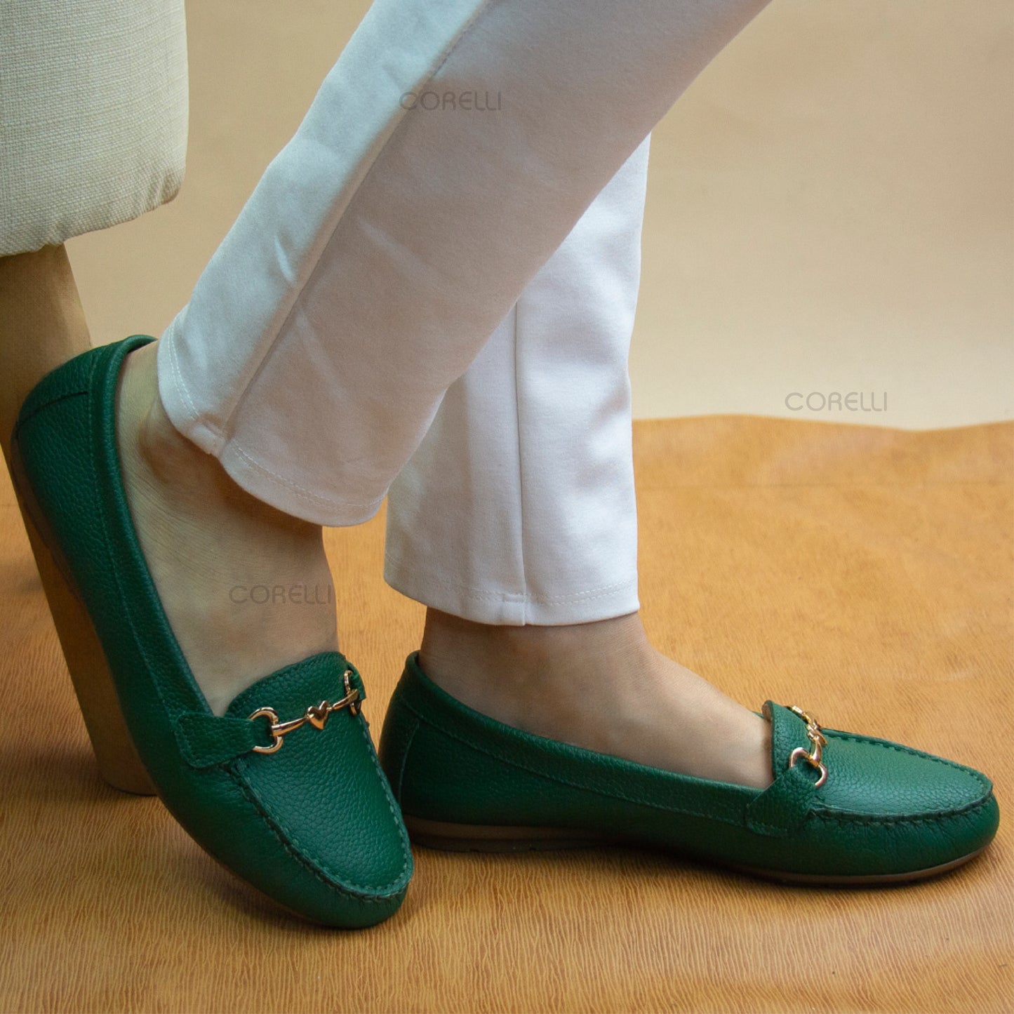 MOCASIN CHATO LOVE VERDE HOJA